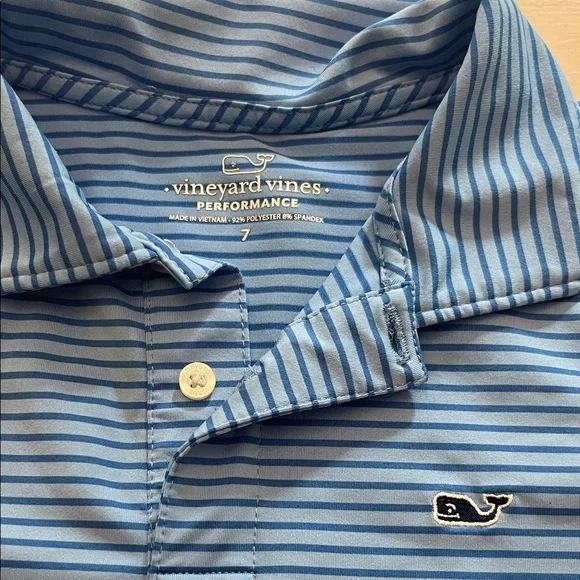 Set of 2 Vineyard Vines Performance Kids' Blue Polo Shirts - Picture 3 of 7